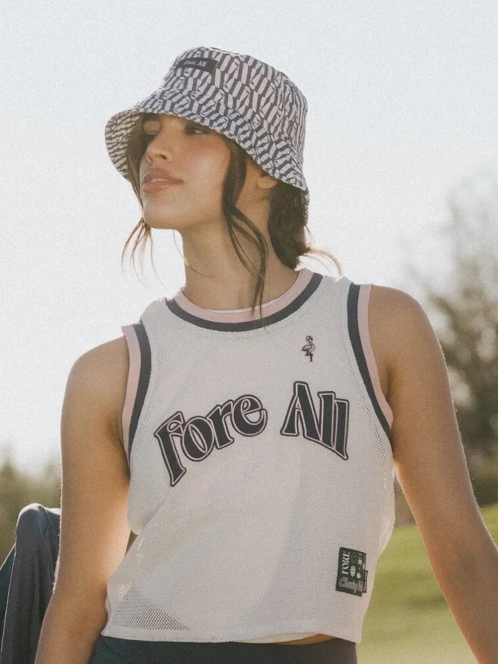 🆕 NWOT FORE ALL AUSTI Bucket Hat Logo Preppy Navy White Cotton Golf SUN BLOCK